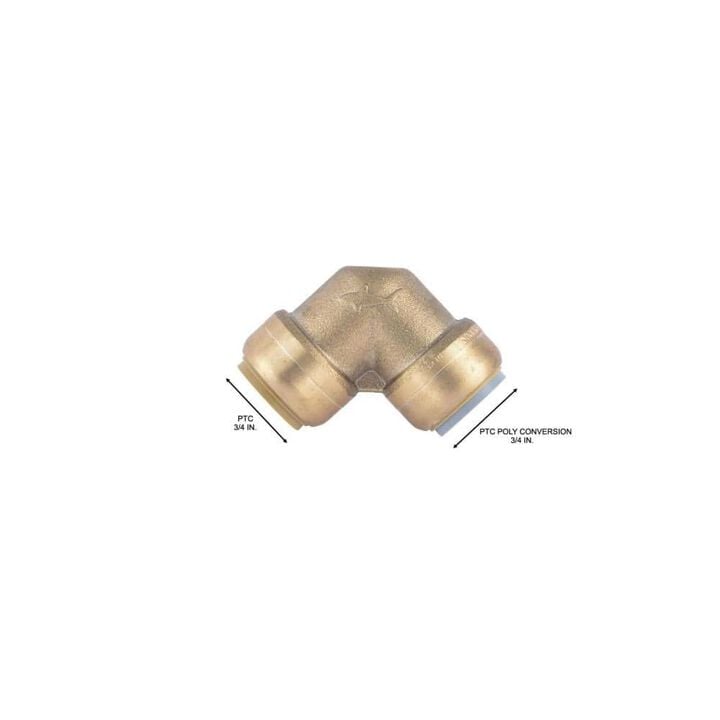 Sharkbite 3/4in PB x 3/4in CTS Brass 90 Deg Transition Elbow, large image number 3