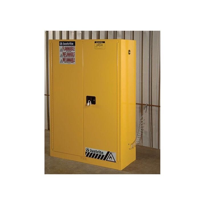 Justrite 45 Gallon Yellow Manual Close Flammable Cabinet, large image number 4