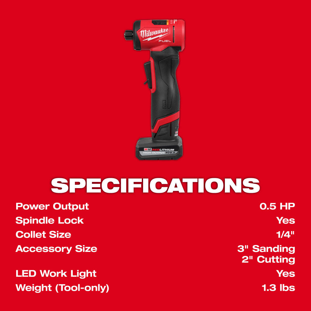 Milwaukee M12 FUEL 1/4 Inch Right Angle Die Grinder Kit, large image number 11