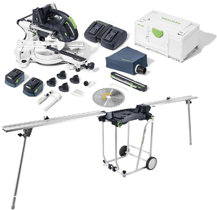 Festool KSC 60 EB 5,0 I-Plus KAPEX Sliding Compound Miter Saw Cordless Kit & Kapex Underframe