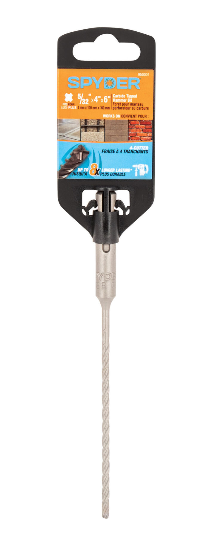 Spyder 5/32 Inch x 6 Inch SDS-Plus 4-Cutter Carbide-Tip Hammer Drill Bit, large image number 8