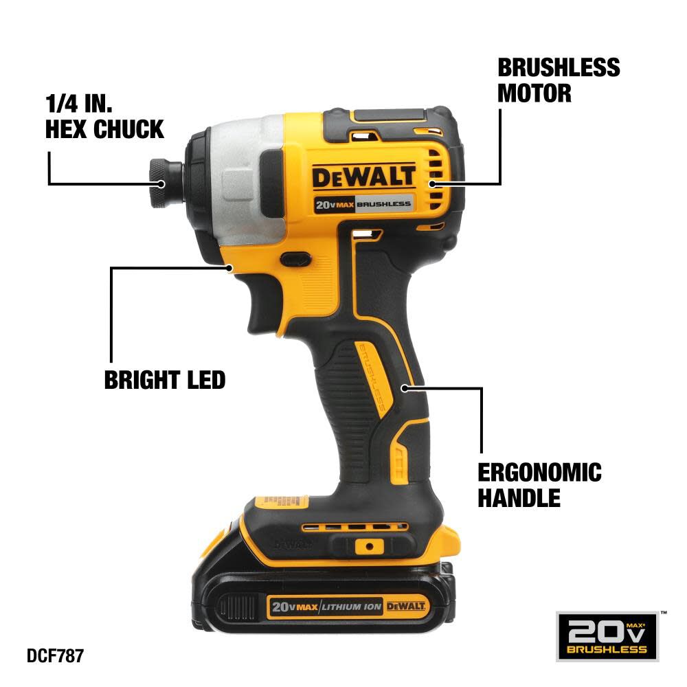 DEWALT 20V MAX Compact Brushless Drill Driver and Impact Kit DCK277C2 DCK277C2 Acme Tools