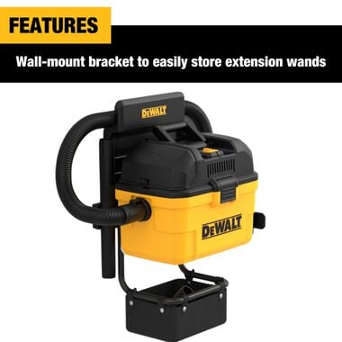 DEWALT 6 Gallon Wall Mounted Wet/Dry Vacuum with Wireless on/off Control, large image number 3