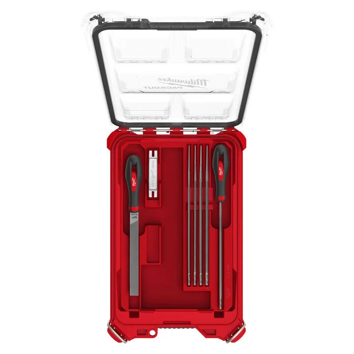 Milwaukee Saw Chain Sharpening Set with PACKOUT Low-Profile Compact Organizer, 9 Pieces