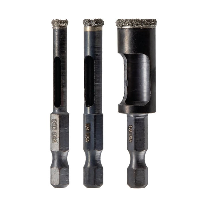 Spyder Diamond Edge Hole Saw Bit Set, 3/16, 1/4 & 1/2 Inch, with 1/4 Inch 3 Pieces