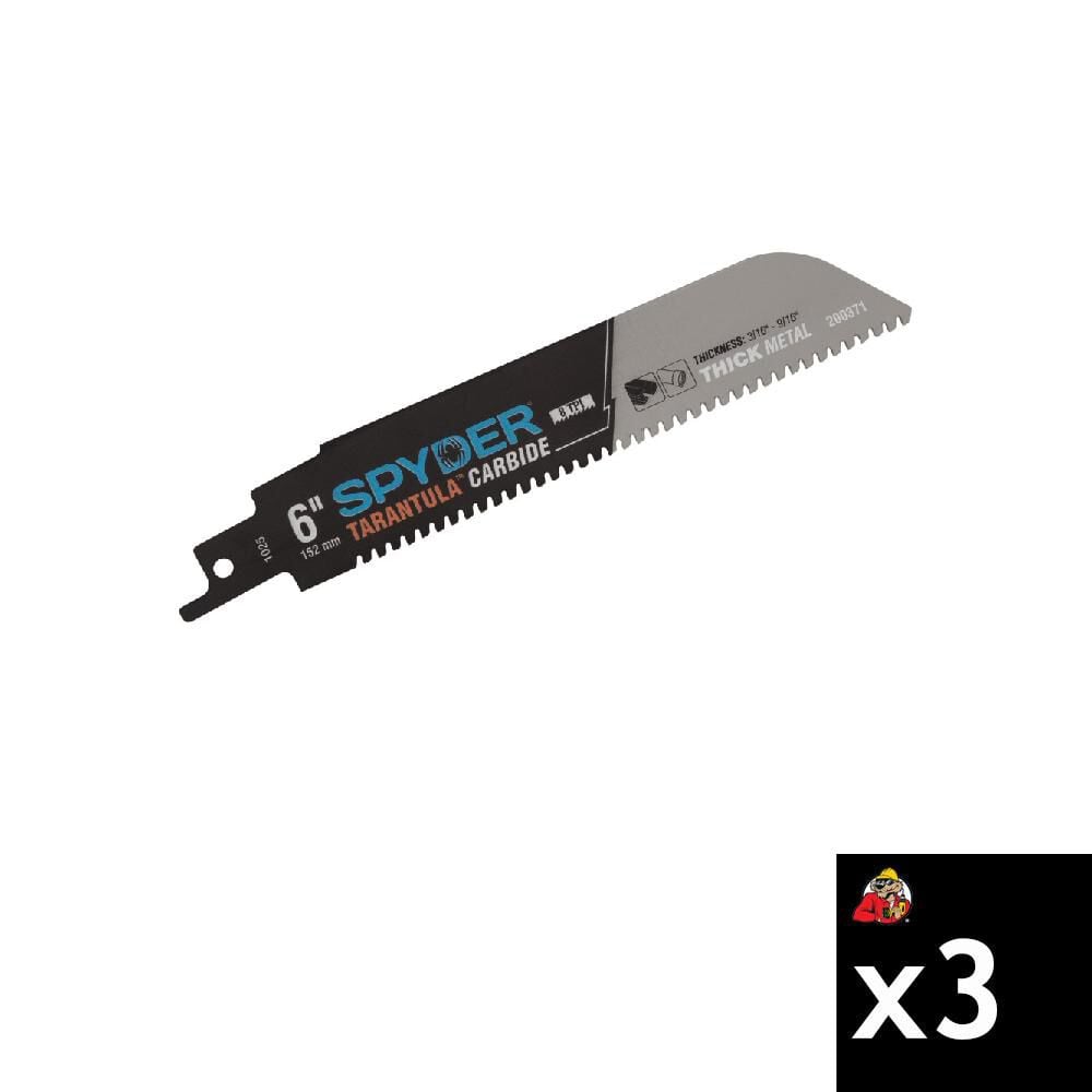 Spyder 6 Inch 8 TPI Metal Cutting Carbide Toothed Reciprocating Blade, 3 Pieces, large image number 1