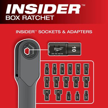 Milwaukee M12 Insider Extended Reach Ratchet (Bare Tool), 8 Piece Socket SAE Set Bundle, large image number 8