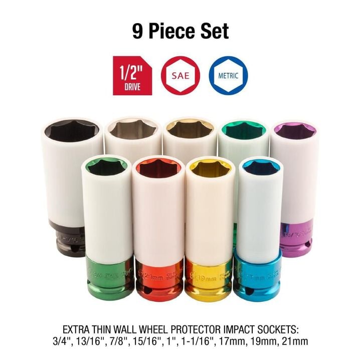 Sunex Impact Socket Set 1/2in Drive SAE/Metric 9pc, large image number 2