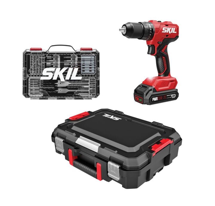 SKIL PWR CORE 20 Brushless 20V Hammer Drill Kit and Drill/Drive Bit Set