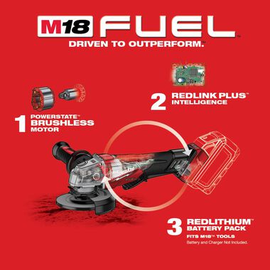 Milwaukee M18 FUEL 4-1/2inch / 5inch Grinder Paddle Switch No-Lock-Reconditioned (Bare Tool), large image number 3