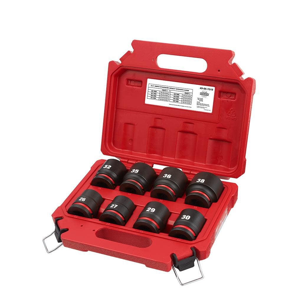 Milwaukee Impact Socket 3 4in Drive Standard Metric 6 Point 8pc 49 66 7019 Simolary simolary.com 6