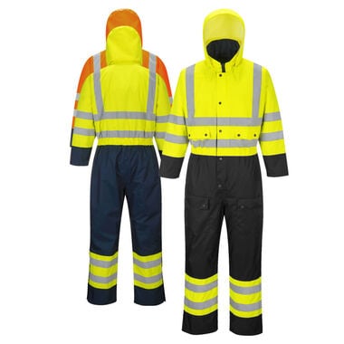 Portwest Yellow and Black Contrast Coverall Lined - Small