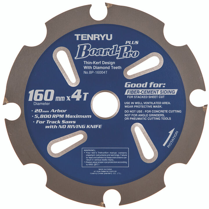 Tenryu Board-Pro Plus 160 mm x 4T PCD Tipped Saw Blade with Riving Knife