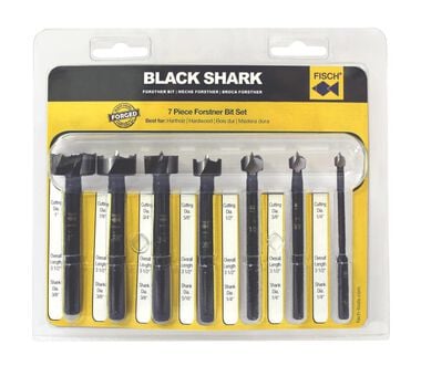 Fisch 7-Piece Imperial Black Shark Forstner Bit Set In A Blister Pack