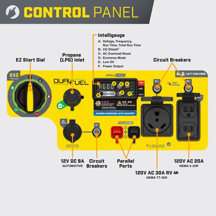 Champion Power Equipment 5500-Watt Dual Fuel 50 State RV Ready Portable Open Frame Inverter Generator with Quiet Technology CARB Compliant, large image number 3