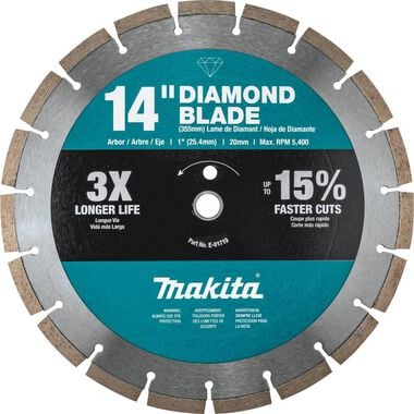 Makita 14in Diamond Blade Segmented General Purpose Contractor 3/pk, large image number 3
