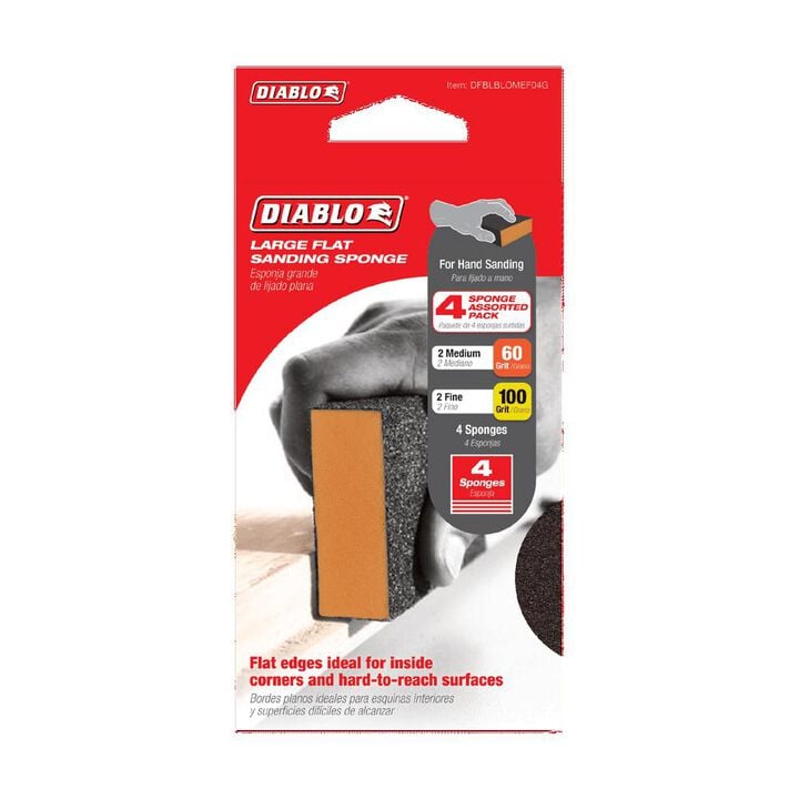 Diablo Tools Large Flat Medium & Fine Assorted Pack Sanding Sponge 4pk, large image number 2