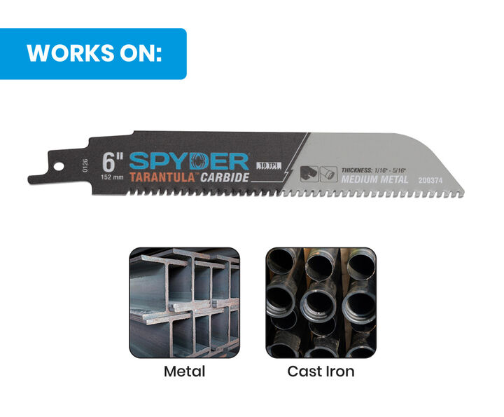Spyder 6 Inch 10 TPI Metal Cutting Carbide Toothed Reciprocating Blade, 3 Pieces, large image number 3