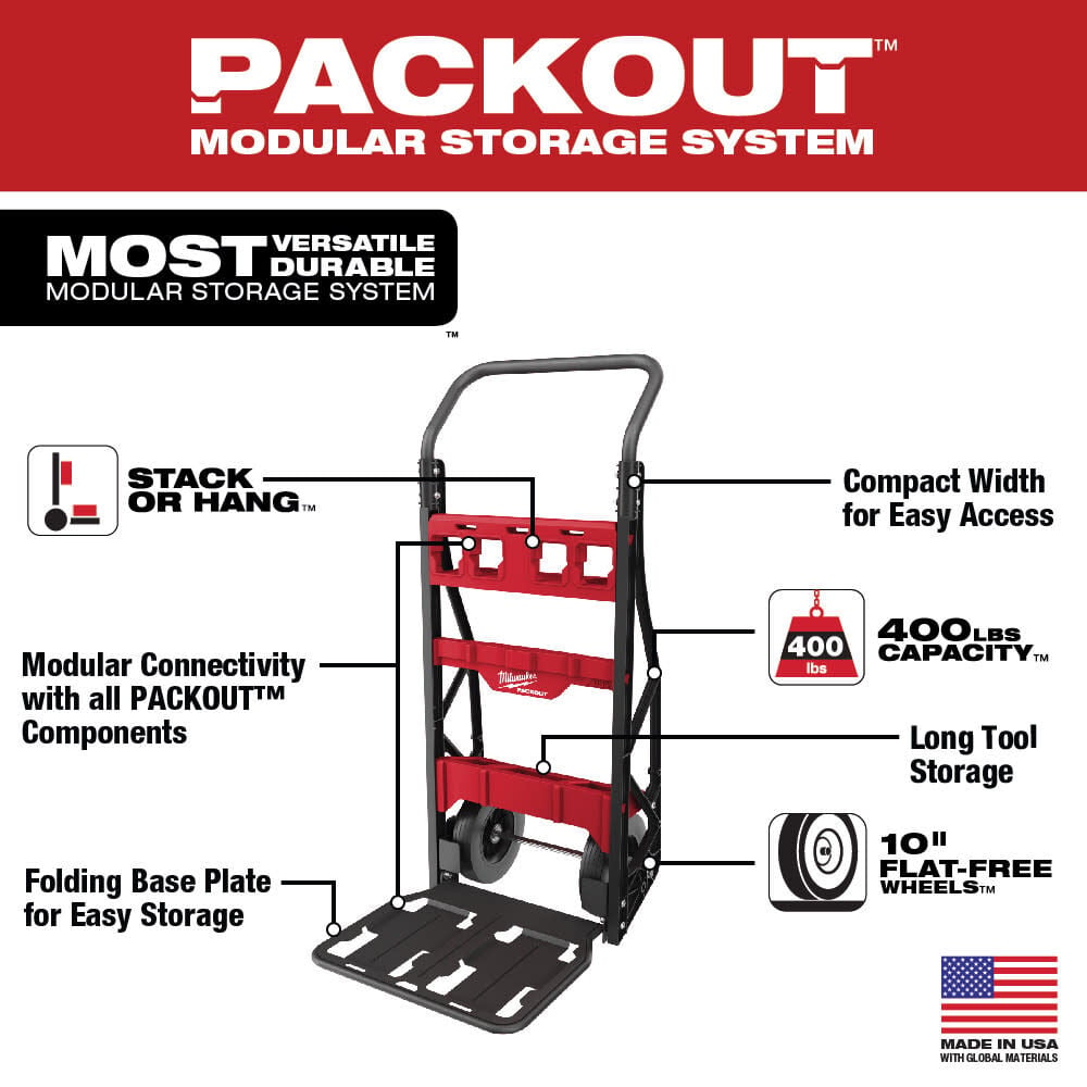 Milwaukee PACKOUT 2 Wheel Cart with PACKOUT Crate Bundle, large image number 2