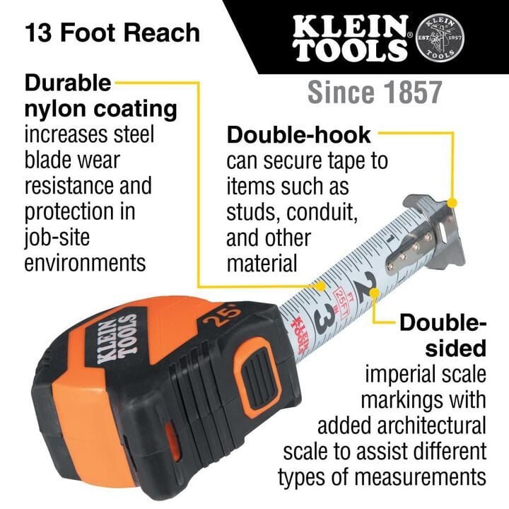 Klein Tools 25ft Compact Tape Measure, large image number 1