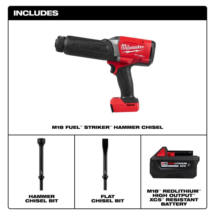 Milwaukee M18 FUEL STRIKER Hammer Chisel Kit with 7-Piece Hammer Chisel Bits, large image number 7