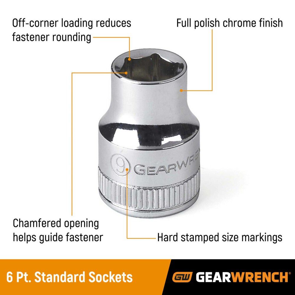 GEARWRENCH 1/4 Inch Drive 6 Point Standard SAE Socket 7/16 Inch, large image number 2