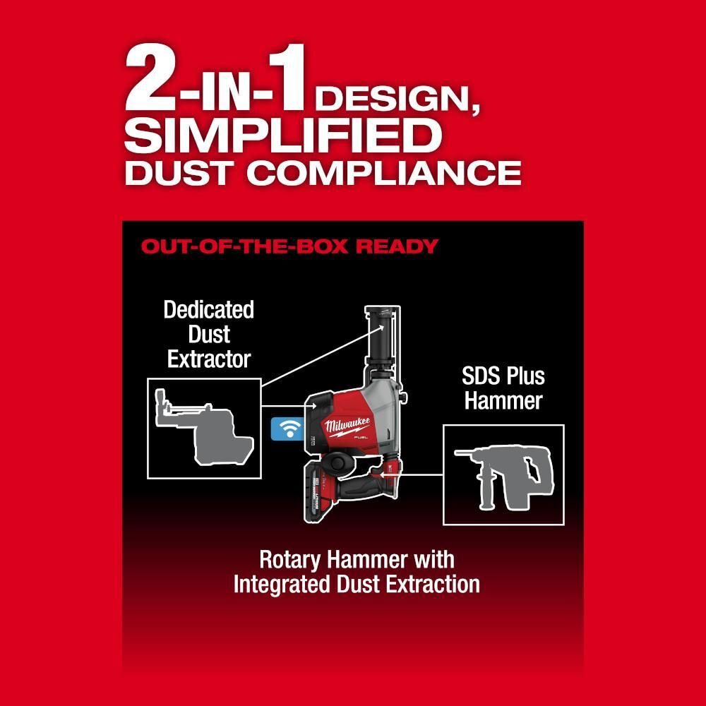 Milwaukee M18 FUEL Overhead Rotary Hammer with Integrated Dust Extraction, large image number 9