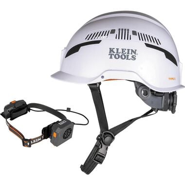 Klein Tools Vented Safety Helmet, White and Turbo Fan with Battery Set