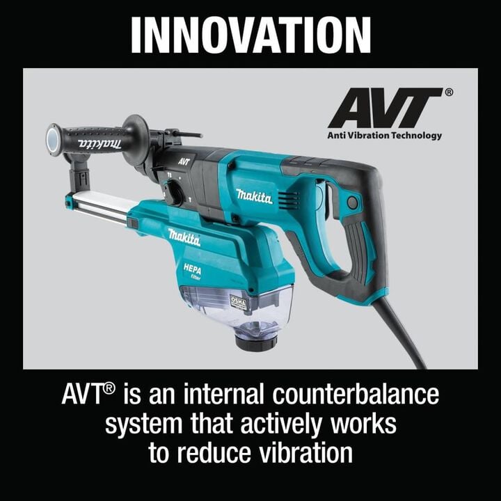Makita 1 Inch SDS-PLUS AVT Rotary Hammer with HEPA Dust Extractor (D-handle), large image number 19