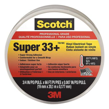 3M Scotch Super 33+ Electrical Tape 0.75in x 66' Multi Color Vinyl 3pk, large image number 1