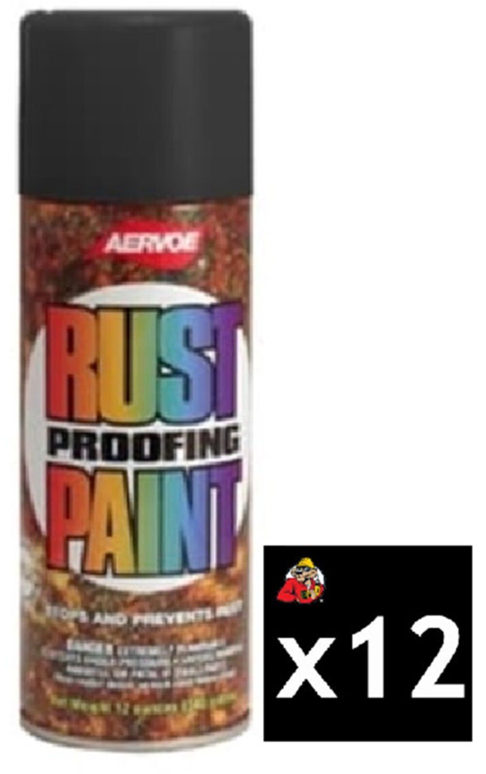 Aervoe 16oz Aerosal Can Semi Flat Black Rust Proof Any-Way Spray Paint 12 Pack – ATB000011645