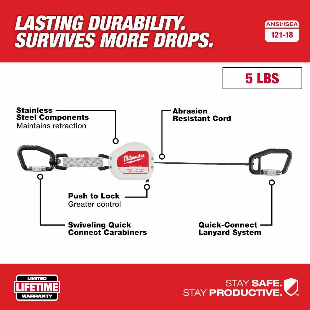 Milwaukee Tool Lanyard Retractable 5Lbs 50inch, large image number 2