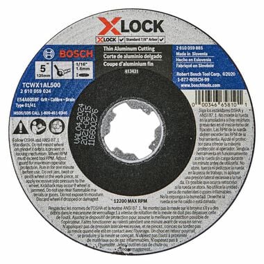 Bosch Metal Cutting Abrasive Wheel 5in x 1/16in X LOCK Arbor Type 1A (ISO 41) 46 Grit