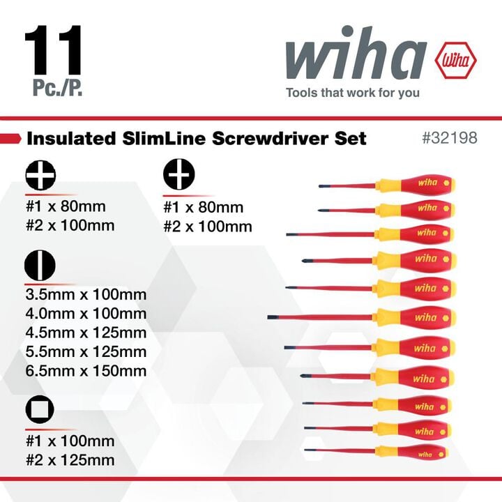 Wiha Insulated SlimLine Screwdriver Set, 11 Pieces, large image number 2