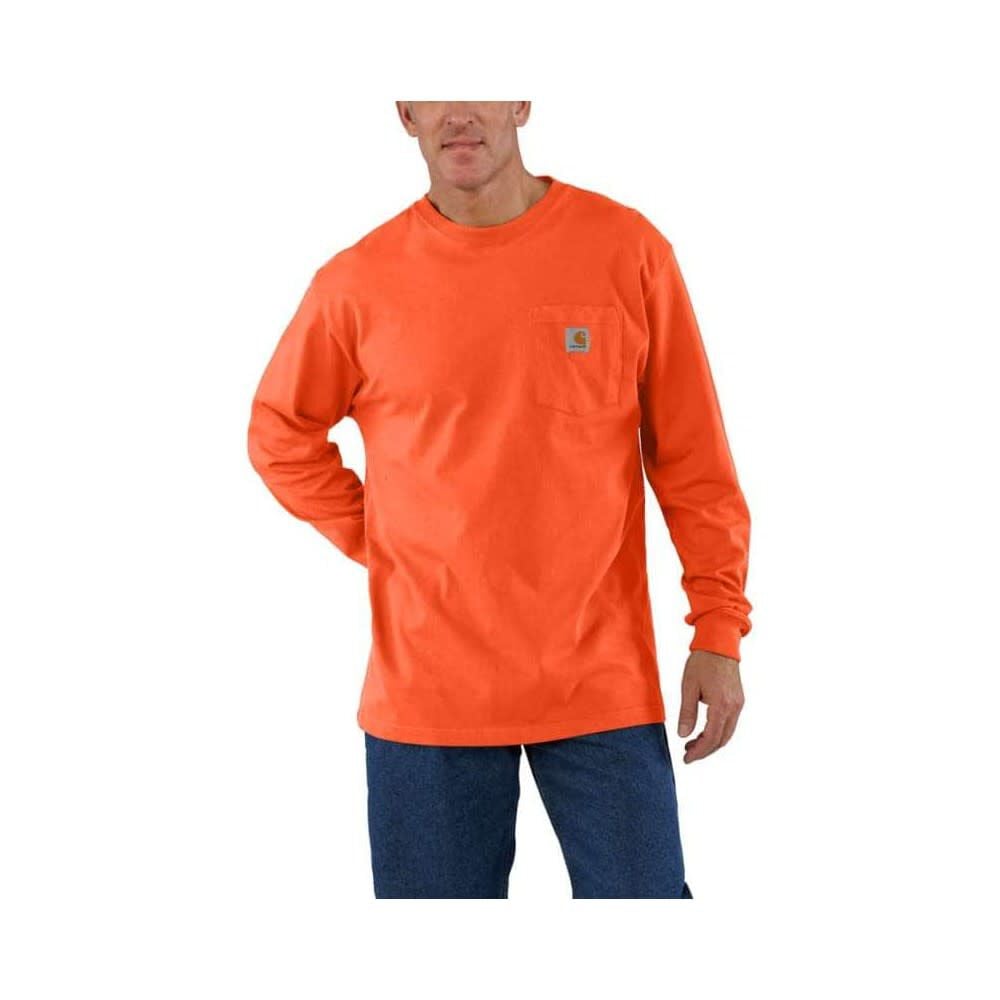 Carhartt Men’s Cotton Long-Sleeve T-Shirt, Bright Orange, Size 2XL – K126BOG-2XL