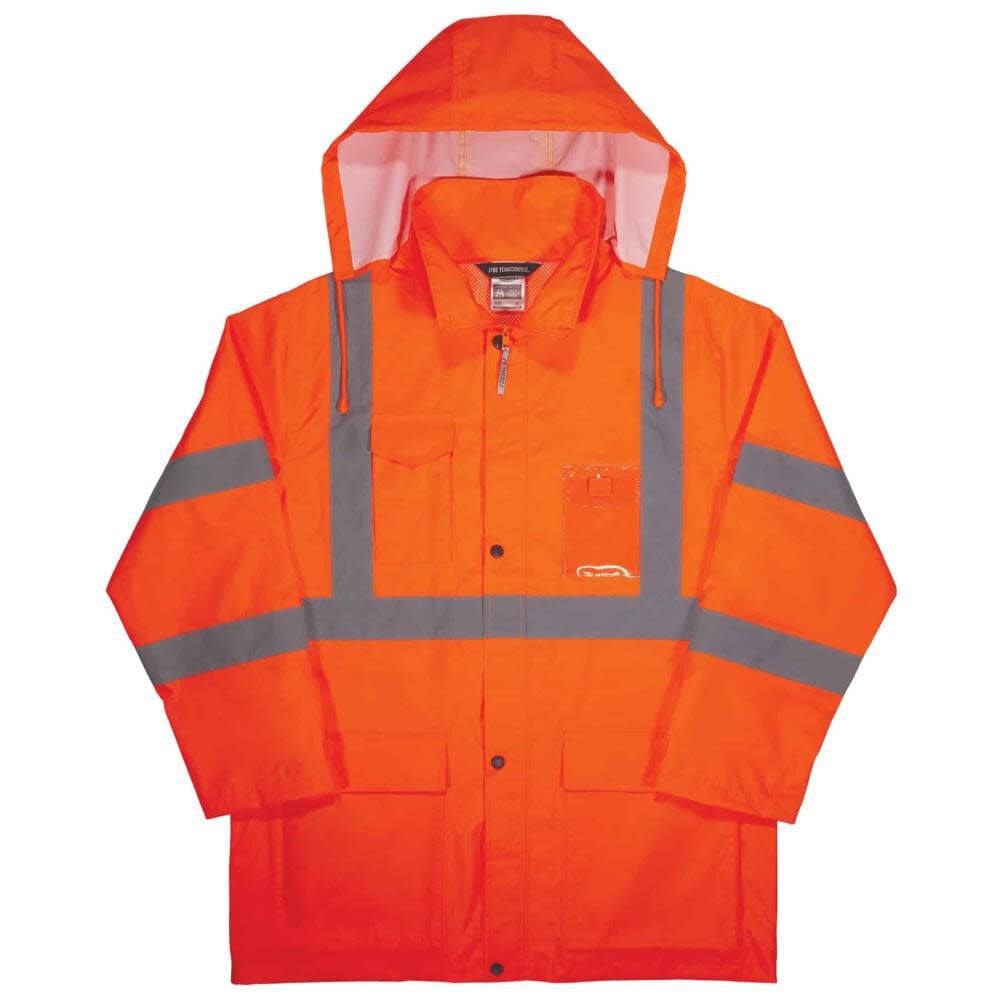 Ergodyne GloWear 8366 Lightweight Hi Vis Rain Jacket Orange Size XL - 24365