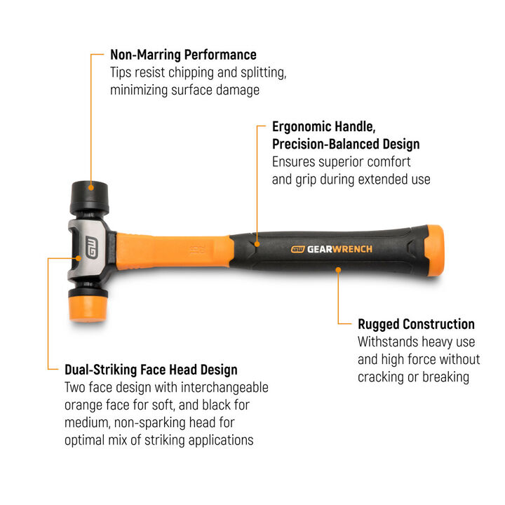 GEARWRENCH 16 Oz Soft Face Hammer with Steel Handle, large image number 1