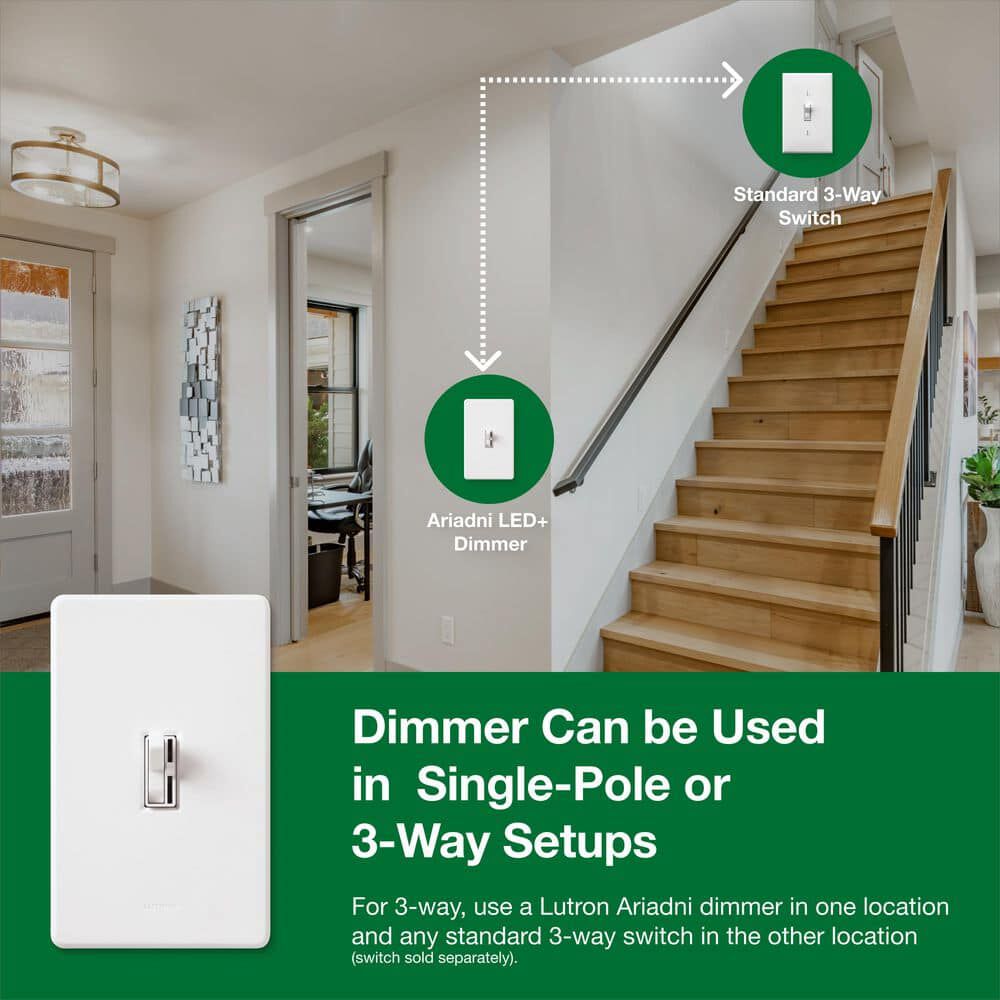 Lutron Toggler LED+ 120V 150W 1P Gloss Ivory 3-Way Dimmer Switch, large image number 6