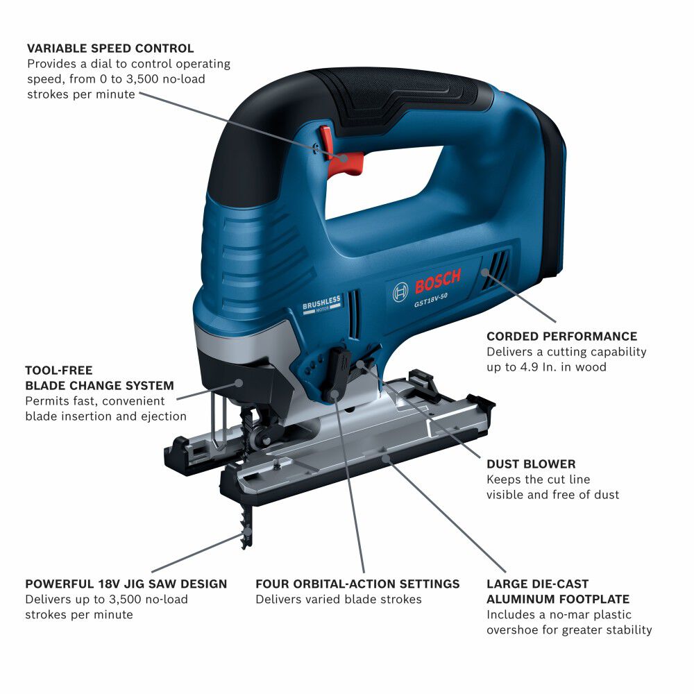 Bosch 18V Top Handle Jig Saw (Bare Tool) Reconditioned, large image number 2