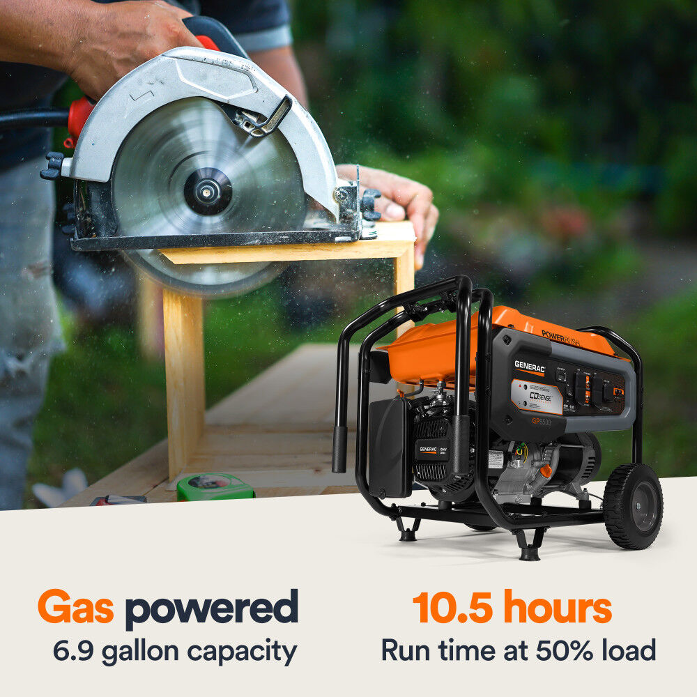 Generac GP Series 8,125 Watt Gas Powered 49-State Portable Generator with COsense Technology, large image number 10