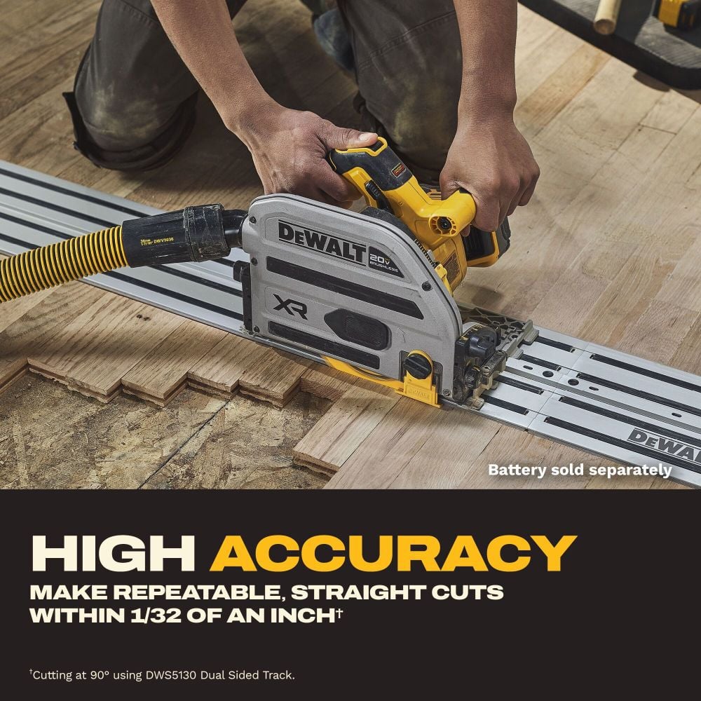 DEWALT 20V XR 6 1/2 Inch Track Saw (Bare Tool) with Two 30 Inch Tracks, large image number 6