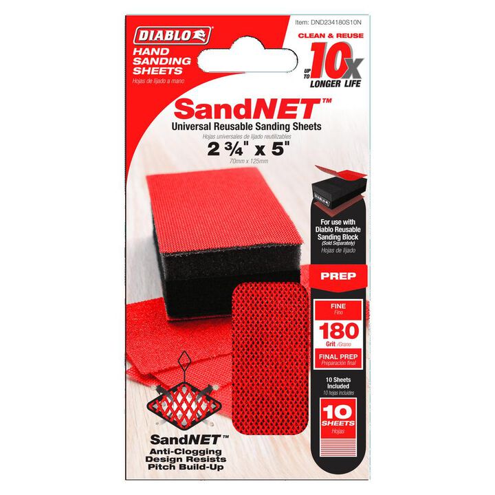 Diablo Tools 2-3/4inx5in 180-Grit SandNET Reusable Sanding Sheets 10pc, large image number 1