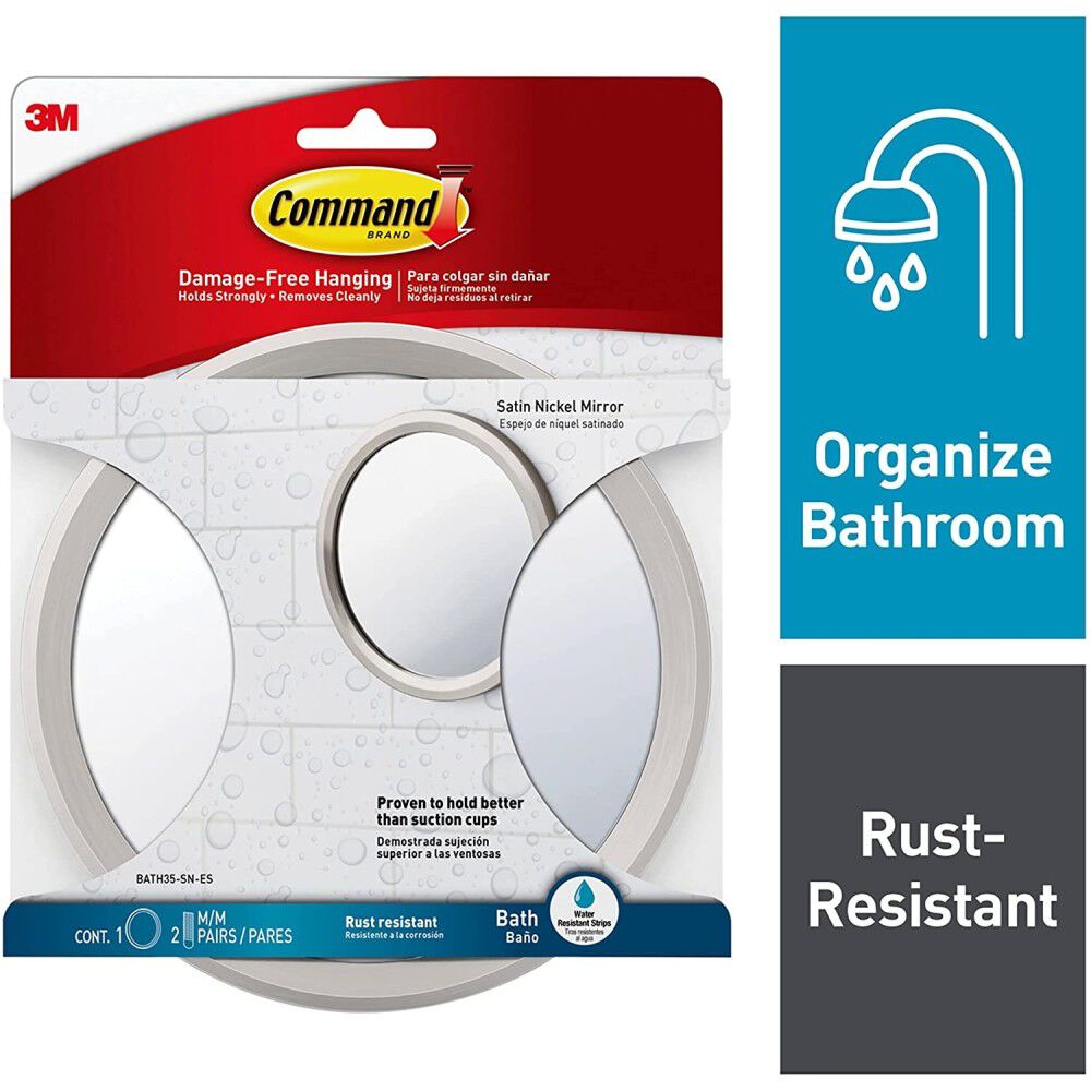 3M Command Bath Satin Nickel Metal Mirror, large image number 2