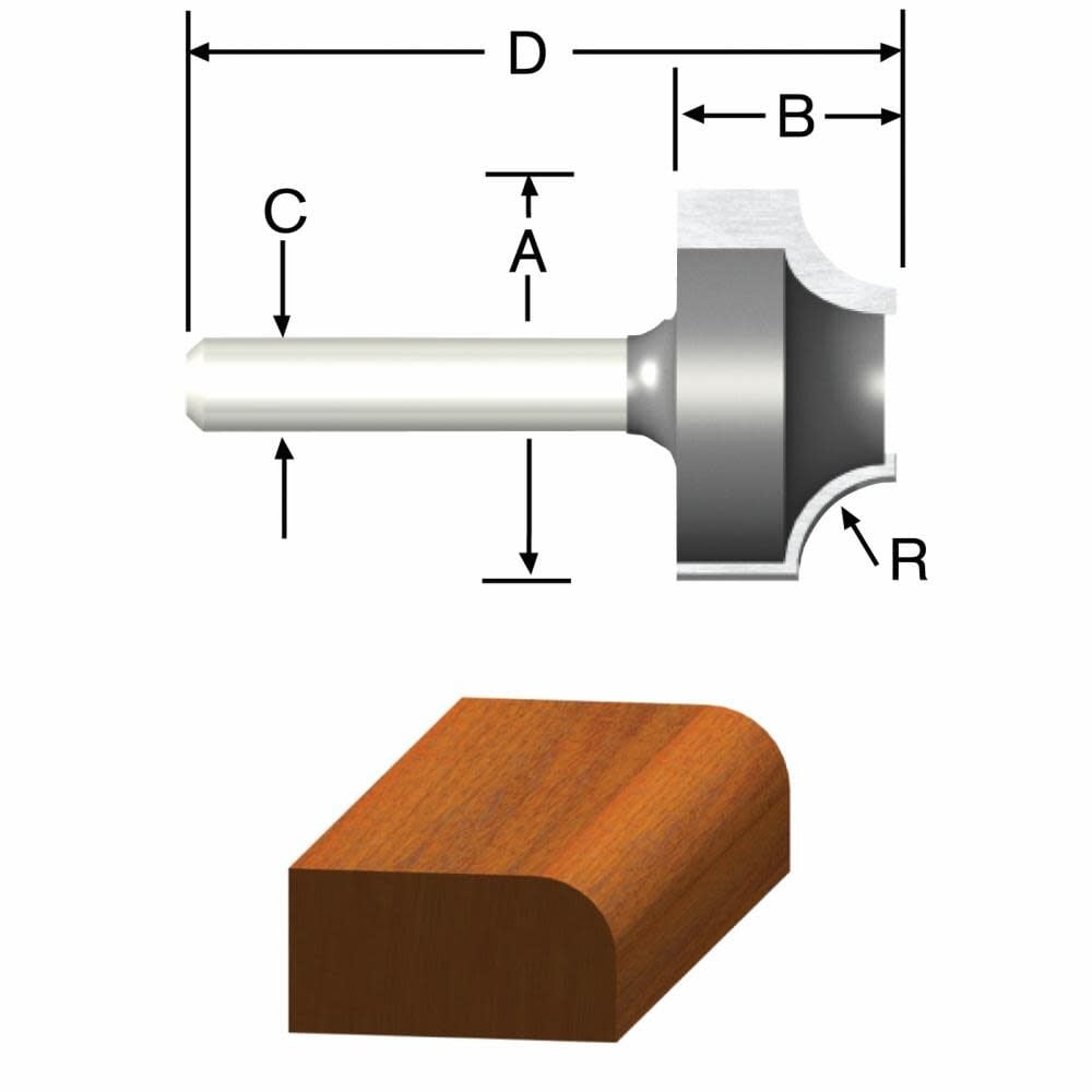 Bosch 1/4in x 9/16in Carbide Tipped Ovolo Bit, large image number 1