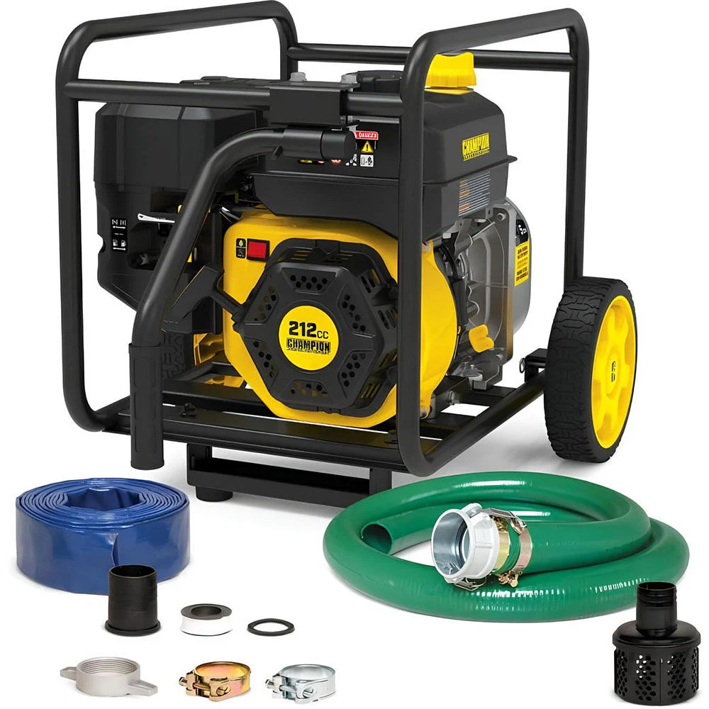 Champion Power Equipment 2-Inch Gas-Powered Semi-Trash Water Transfer Pump with Hose and Wheel Kit, large image number 1