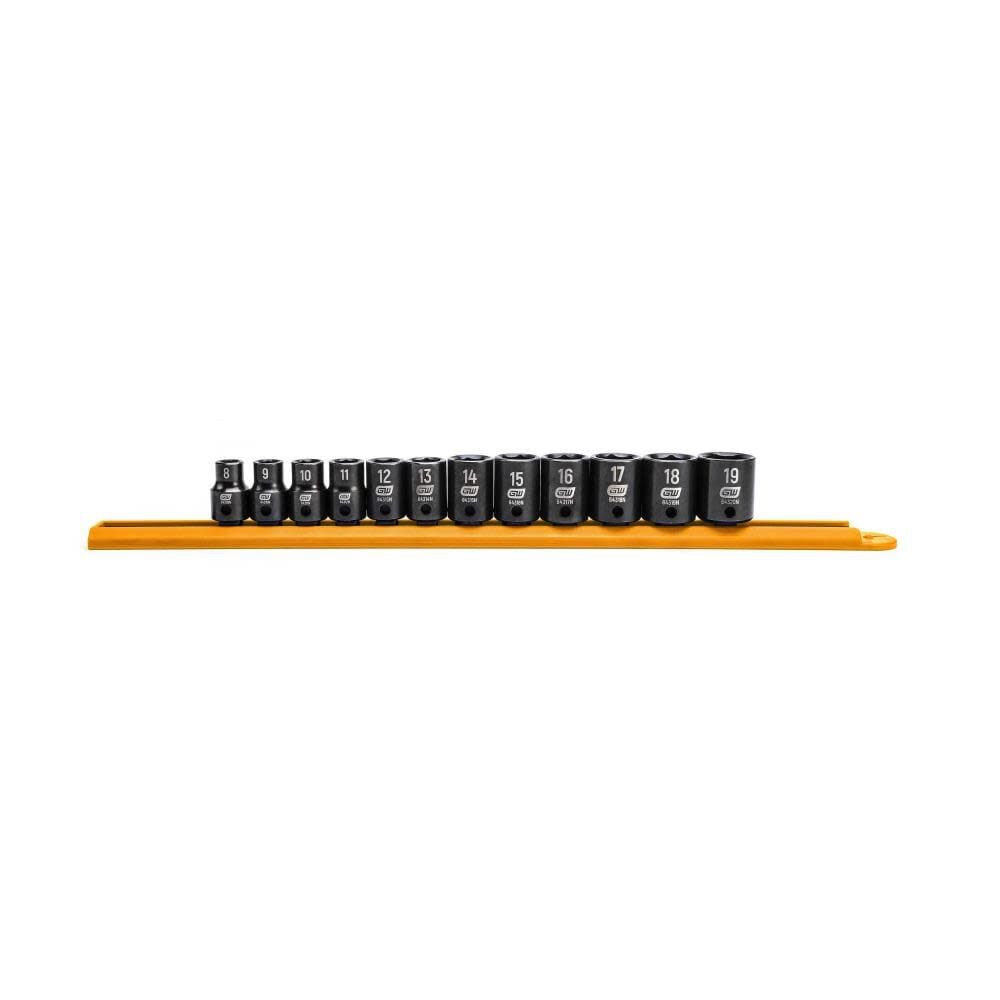 GEARWRENCH 3/8in Drive 6 Point Standard Impact Metric Socket Set 12pc, large image number 1