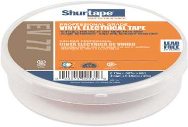 Shurtape EV 77 Professional Grade UL Listed Electrical Tape - Brown - 3/4in x 66ft - 1 Roll