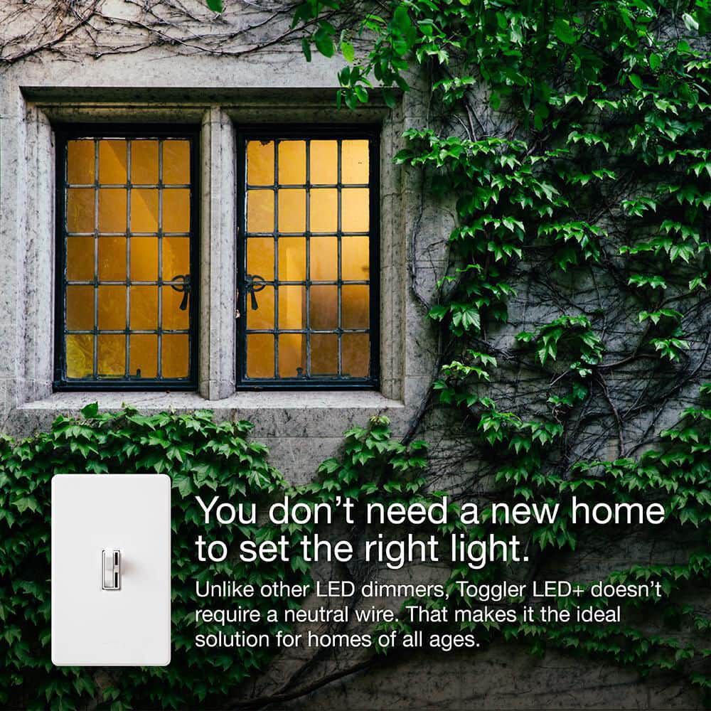 Lutron Toggler LED+ 120V 150W 1P Gloss Light Almond 3-Way Dimmer Switch, large image number 5