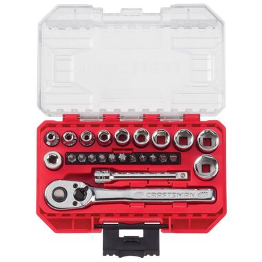 CRAFTSMAN 1/4-in Drive 6 Point SAE Mechanics Tool Set, 24pc