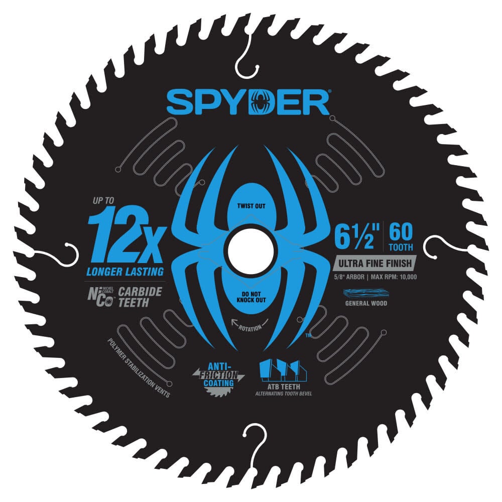 Spyder 6-1/2 Inch 60T Circular Saw Blade for Ultra Fine Finishing - 13096
